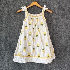 Tommy Bahama Dress‎ Girl 7 White Pineapple Embroidered Sundress Tropical Vacay